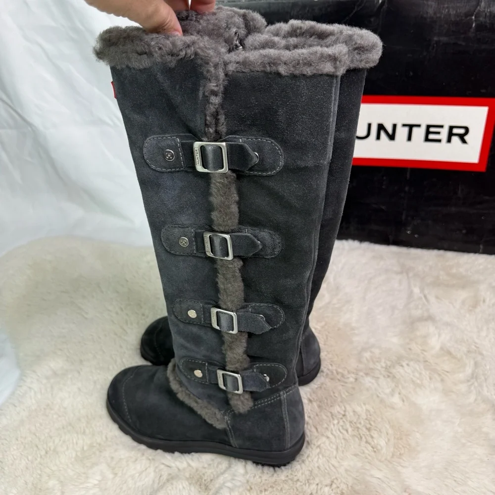 Hunter Leather‎ Suede Fleece Genuine Dyed Sheep Shearling Lined Boots